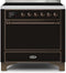 ILVE 36-Inch Majestic II induction Range with 5 Elements - 3.5 cu. ft. Oven - Solid Door - Glossy Black with Bronze Trim (UMI09QNS3BKB)