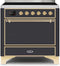 ILVE 36-Inch Majestic II induction Range with 5 Elements - 3.5 cu. ft. Oven - Solid Door - Matte Graphite with Brass Trim (UMI09QNS3MGG)