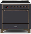 ILVE 36" Majestic II induction Range with 5 Elements - 3.5 cu. ft. Oven - Solid Door - Matte Graphite with Bronze Trim (UMI09QNS3MGB) Ranges ILVE 