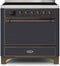 ILVE 36-Inch Majestic II induction Range with 5 Elements - 3.5 cu. ft. Oven - Solid Door - Matte Graphite with Bronze Trim (UMI09QNS3MGB)