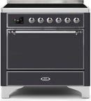 ILVE 36" Majestic II induction Range with 5 Elements - 3.5 cu. ft. Oven - Solid Door - Matte Graphite with Chrome Trim (UMI09QNS3MGC) Ranges ILVE 