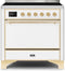 ILVE 36-Inch Majestic II induction Range with 5 Elements - 3.5 cu. ft. Oven - Solid Door - White with Brass Trim (UMI09QNS3WHG)