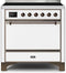 ILVE 36-Inch Majestic II induction Range with 5 Elements - 3.5 cu. ft. Oven - Solid Door - White with Bronze Trim (UMI09QNS3WHB)