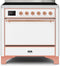ILVE 36-Inch Majestic II induction Range with 5 Elements - 3.5 cu. ft. Oven - Solid Door - White with Copper Trim (UMI09QNS3WHP)