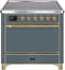 ILVE 36-Inch Majestic II Series Freestanding Electric Single Oven Range with 5 Elements in Blue Grey with Brass Trim (UMI09QNS3BGG)