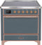 ILVE 36-Inch Majestic II Series Freestanding Electric Single Oven Range with 5 Elements in Blue Grey with Copper Trim (UMI09QNS3BGP)