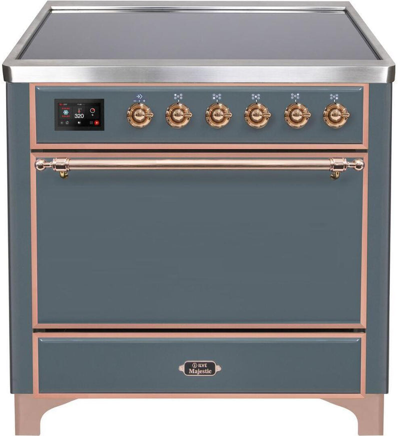 ILVE 36" Majestic II Series Freestanding Electric Single Oven Range with 5 Elements in Blue Grey with Copper Trim (UMI09QNS3BGP) Ranges ILVE 