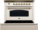 ILVE 36" Nostalgie - Dual Fuel Range with 5 Sealed Brass Burners - 3 cu. ft. Oven - Brass Trim in Antique White (UPN90FDMPA) Ranges ILVE 