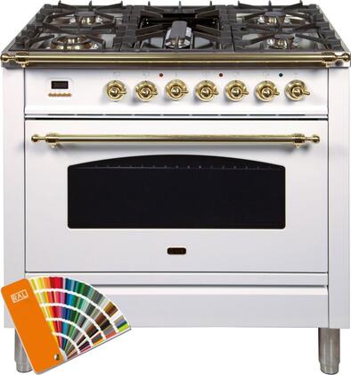 ILVE 36" Nostalgie - Dual Fuel Range with 5 Sealed Brass Burners - 3 cu. ft. Oven - Brass Trim in Custom RAL Color (UPN90FDMPRAL) Ranges ILVE 