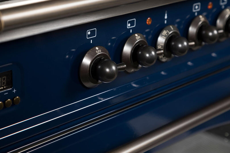 ILVE 36" Nostalgie - Dual Fuel Range with 5 Sealed Brass Burners - 3 cu. ft. Oven - Bronze Trim in Blue (UPN90FDMPBLY) Ranges ILVE 