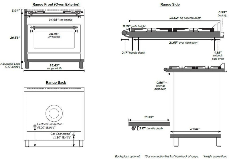 ILVE 36" Nostalgie - Dual Fuel Range with 5 Sealed Brass Burners - 3 cu. ft. Oven - Chrome Trim in Antique White (UPN90FDMPAX) Ranges ILVE 