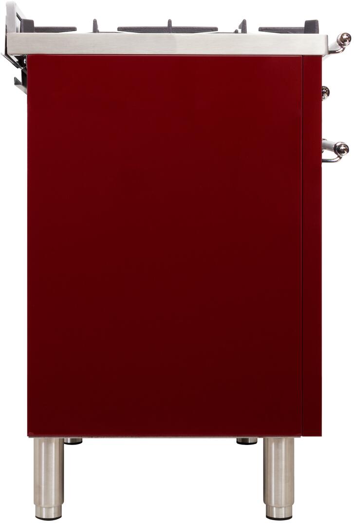 ILVE 36" Nostalgie - Dual Fuel Range with 5 Sealed Brass Burners - 3 cu. ft. Oven - Chrome Trim in Burgundy (UPN90FDMPRBX) Ranges ILVE 