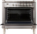 ILVE 36" Nostalgie - Dual Fuel Range with 5 Sealed Brass Burners - 3 cu. ft. Oven - Chrome Trim in Stainless Steel (UPN90FDMPIX) Ranges ILVE 