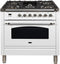 ILVE 36-Inch Nostalgie - Dual Fuel Range with 5 Sealed Brass Burners - 3 cu. ft. Oven - Chrome Trim in White (UPN90FDMPBX)
