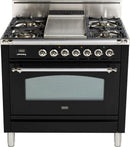 ILVE 36" Nostalgie Gas Range with 4 Sealed Burners - 3.5 cu. ft. Oven - Chrome Trim in Gloss Black (UPN90FVGGNX) Ranges ILVE 