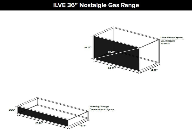 ILVE 36" Nostalgie Gas Range with 5 Burners - Griddle - 3.5 cu. ft. Oven - Brass Trim in Antique White (UPN90FDVGGA) Ranges ILVE 