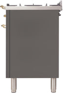 ILVE 36" Nostalgie Gas Range with 5 Burners - Griddle - 3.5 cu. ft. Oven - Brass Trim in Stainless Steel (UPN90FDVGGI) Ranges ILVE 