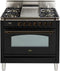 ILVE 36-Inch Nostalgie Gas Range with 5 Burners - Griddle - 3.5 cu. ft. Oven - Bronze Trim in Gloss Black (UPN90FDVGGNY)