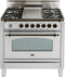 ILVE 36-Inch Nostalgie Gas Range with 5 Burners - Griddle - 3.5 cu. ft. Oven - Bronze Trim in Stainless Steel (UPN90FDVGGIY)