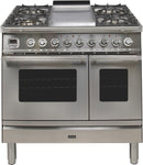 ILVE 36" Professional Plus Dual Fuel Range with 5 Sealed Burners - Double Oven - Griddle - Staless Steel (UPDW90FDMPI) Ranges ILVE 