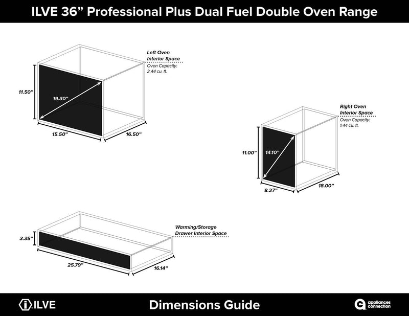 ILVE 36" Professional Plus Dual Fuel Range with Double Oven - 5 Sealed Burners - Griddle - Matte Graphite (UPDW90FDMPM) Ranges ILVE 