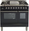 ILVE 36-Inch Professional Plus Dual Fuel Range with Double Oven - 5 Sealed Burners - Griddle - Matte Graphite (UPDW90FDMPM)