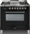 ILVE 36-Inch Professional Plus Glossy Black Gas Range with Chrome Trim Range with 5 Burners - Griddle - 3.5 cu. ft. Oven (UPW90FDVGGN)