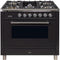 ILVE 36-Inch Professional Plus Gas Range with 5 Sealed Burners - 3.5 cu. ft. Oven - Chrome Trim in Matte Graphite (UPW90FDVGGM)