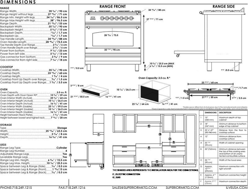 ILVE 36" Professional Plus Range with 5 Sealed Burners - 3.5 cu. ft. Oven - Chrome Trim in Stainless Steel (UPW90FDVGGI) Ranges ILVE 