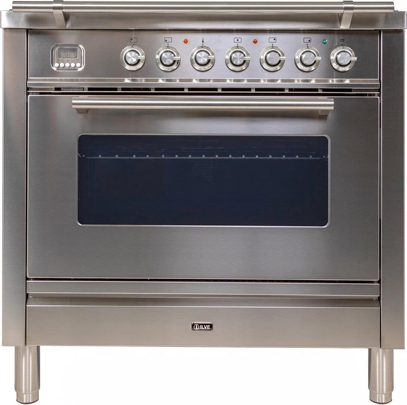 ILVE 36" Professional Plus Range with 5 Sealed Burners - 3.5 cu. ft. Oven - Chrome Trim in Stainless Steel (UPW90FDVGGI) Ranges ILVE 