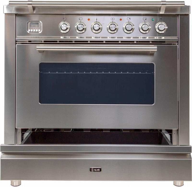 ILVE 36" Professional Plus Range with 5 Sealed Burners - 3.5 cu. ft. Oven - Stainless Steel (UPW90FDVGGIX) Ranges ILVE 