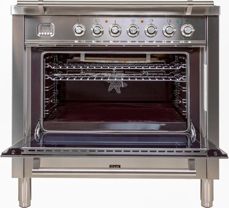 ILVE 36" Professional Plus Range with 5 Sealed Burners - 3.5 cu. ft. Oven - Stainless Steel (UPW90FDVGGIX) Ranges ILVE 