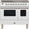 ILVE 36-Inch Professional Plus Series Freestanding Double Oven Dual Fuel Range with 5 Sealed Burners in White with Chrome Trim (UPDW90FDMPB)