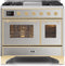 ILVE 40-Inch Majestic II Dual Fuel Range with 6 Sealed Burners and Griddle - 3.82 cu. ft. Oven - Brass Trim in Stainless Steel (UMD10FDNS3SSG)
