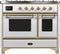 ILVE 40-Inch Majestic II Dual Fuel Range with 6 Sealed Burners and Griddle - 3.82 cu. ft. Oven - Brass Trim in White (UMD10FDNS3WHG)