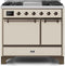 ILVE 40-Inch Majestic II Dual Fuel Range with 6 Sealed Burners and Griddle - 3.82 cu. ft. Oven - Bronze Trim in Antique White (UMD10FDQNS3AWB)