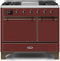 ILVE 40-Inch Majestic II Dual Fuel Range with 6 Sealed Burners and Griddle - 3.82 cu. ft. Oven - Bronze Trim in Burgundy (UMD10FDQNS3BUB)