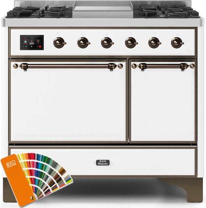 ILVE 40" Majestic II Dual Fuel Range with 6 Sealed Burners and Griddle - 3.82 cu. ft. Oven - Bronze Trim in Custom RAL Color (UMD10FDQNS3RALB) Ranges ILVE 