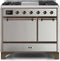 ILVE 40-Inch Majestic II Dual Fuel Range with 6 Sealed Burners and Griddle - 3.82 cu. ft. Oven - Bronze Trim in Stainless Steel (UMD10FDQNS3SSB)
