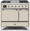 ILVE 40-Inch Majestic II Dual Fuel Range with 6 Sealed Burners and Griddle - 3.82 cu. ft. Oven - Chrome Trim in Antique White (UMD10FDQNS3AWC)