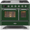 ILVE 40-Inch Majestic II Dual Fuel Range with 6 Sealed Burners and Griddle - 3.82 cu. ft. Oven - Chrome Trim in Emerald Green (UMD10FDNS3EGC)