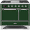 ILVE 40-Inch Majestic II Dual Fuel Range with 6 Sealed Burners and Griddle - 3.82 cu. ft. Oven - Chrome Trim in Emerald Green (UMD10FDQNS3EGC)