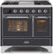 ILVE 40-Inch Majestic II Dual Fuel Range with 6 Sealed Burners and Griddle - 3.82 cu. ft. Oven - Chrome Trim in Matte Graphite (UMD10FDNS3MGC)