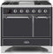ILVE 40-Inch Majestic II Dual Fuel Range with 6 Sealed Burners and Griddle - 3.82 cu. ft. Oven - Chrome Trim in Matte Graphite (UMD10FDQNS3MGC)