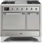 ILVE 40-Inch Majestic II Dual Fuel Range with 6 Sealed Burners and Griddle - 3.82 cu. ft. Oven - Chrome Trim in Stainless Steel (UMD10FDQNS3SSC)