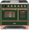 ILVE 40-Inch Majestic II Dual Fuel Range with 6 Sealed Burners and Griddle - 3.82 cu. ft. Oven - Copper Trim in Emerald Green (UMD10FDNS3EGP)