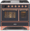 ILVE 40-Inch Majestic II Dual Fuel Range with 6 Sealed Burners and Griddle - 3.82 cu. ft. Oven - Copper Trim in Matte Graphite (UMD10FDNS3MGP)