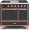 ILVE 40-Inch Majestic II Dual Fuel Range with 6 Sealed Burners and Griddle - 3.82 cu. ft. Oven - Copper Trim in Matte Graphite (UMD10FDQNS3MGP)