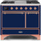 ILVE 40-Inch Majestic II Dual Fuel Range with 6 Sealed Burners and Griddle - 3.82 cu. ft. Oven - Copper Trim in Midnight Blue (UMD10FDQNS3MBP)