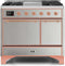 ILVE 40-Inch Majestic II Dual Fuel Range with 6 Sealed Burners and Griddle - 3.82 cu. ft. Oven - Copper Trim in Stainless Steel (UMD10FDQNS3SSP)